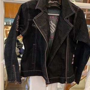 Rocawear kids denim jeans jacket Girl size L 12-14 with zipper